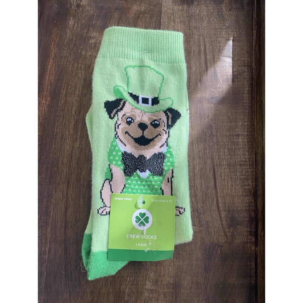 St Patrick’s Dog Socks Size 4-10 Green